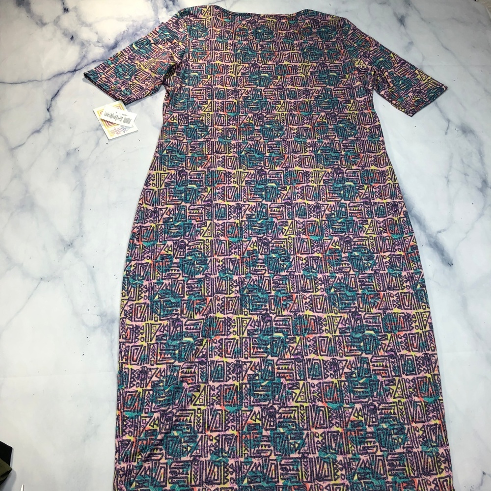 Lularoe Pastel Geometric Julia Fitted Dress - Picture 2 of 8